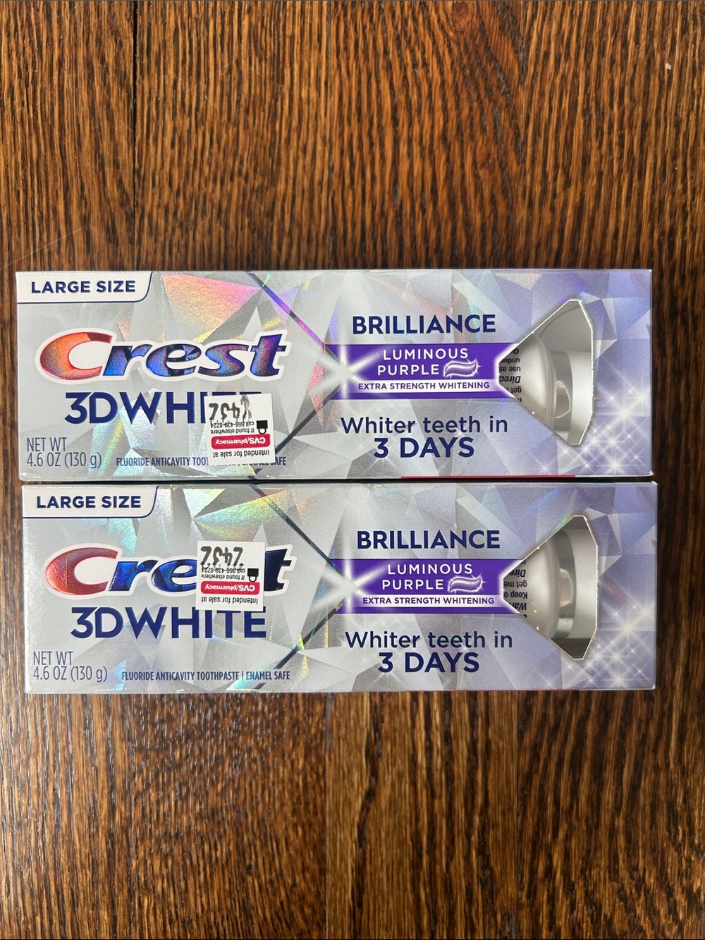 Crest 3D White Brilliance Luminous Purple Toothpaste large size NWT